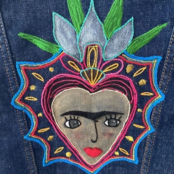 CUSTOMIZED Embroidery 'Stitch-on- denim red tag Levi’s jacket Sz S - Picture 7 of 16